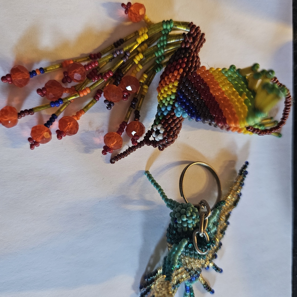 Colorful Beaded Bird Keychain - Picture 4 of 12